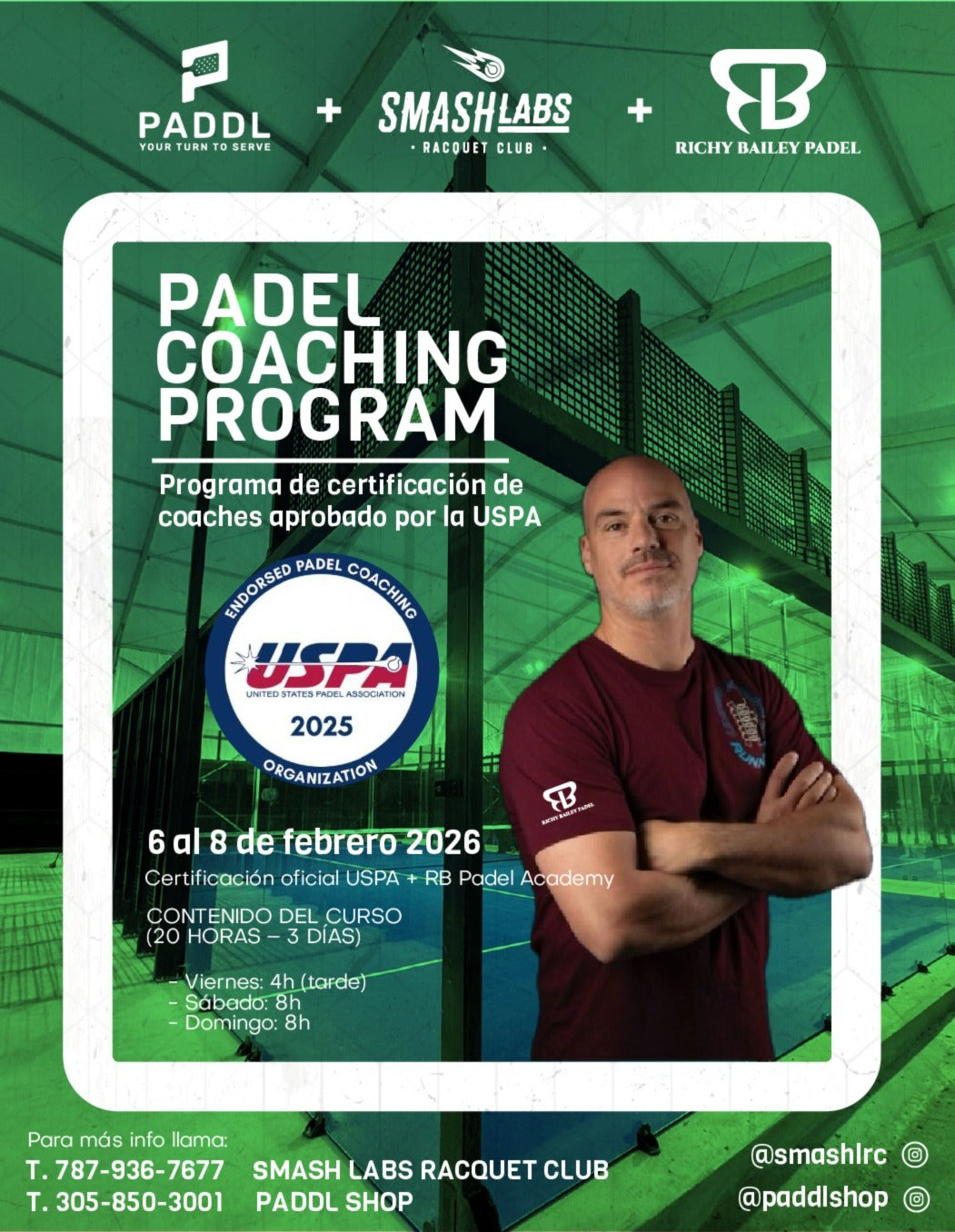 Certificación Nivel I Oficial De Coaches de Pádel USPA por Richy Bailey Academy