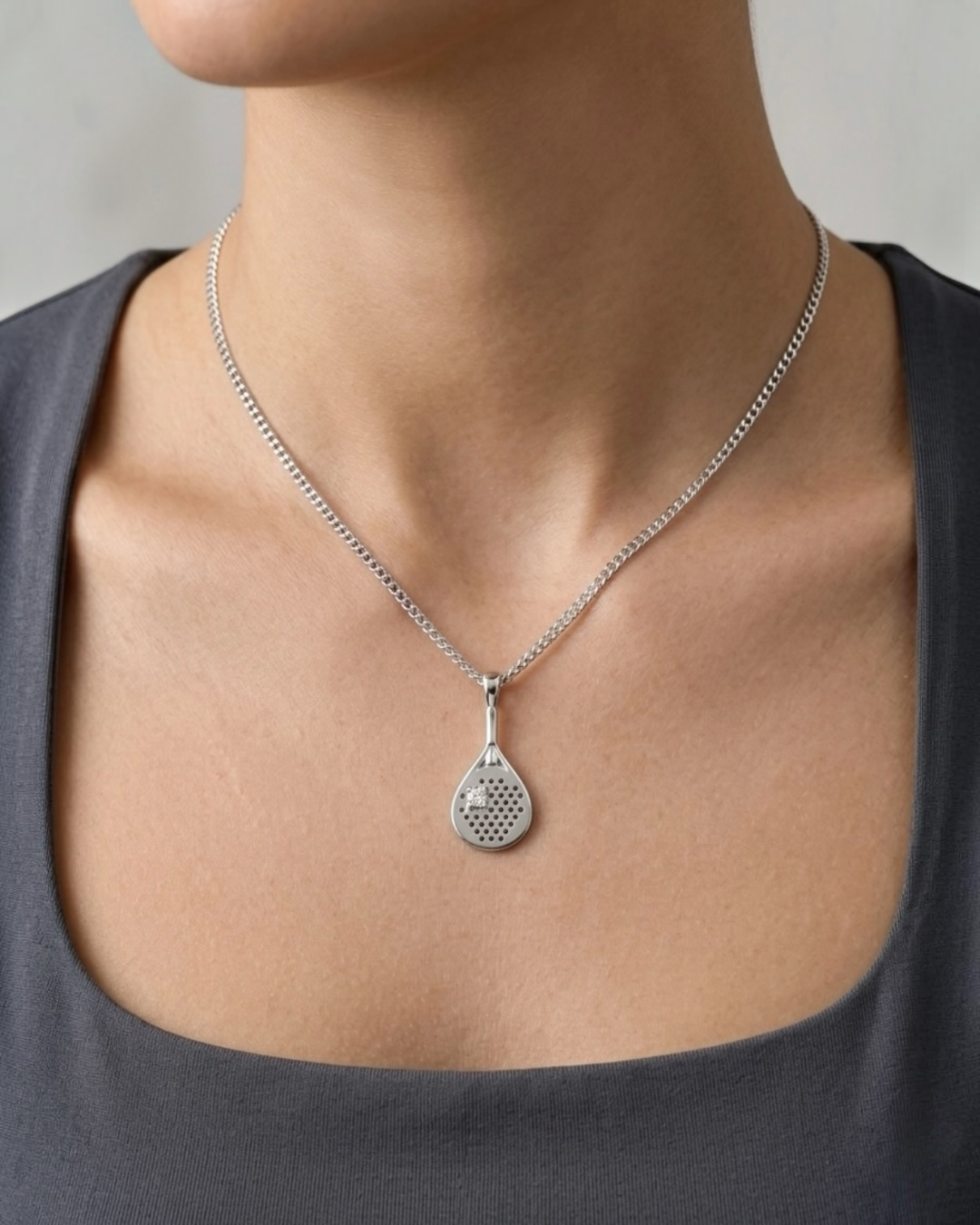 The Baseline - Emerald Padel Racquet Pendant Necklace