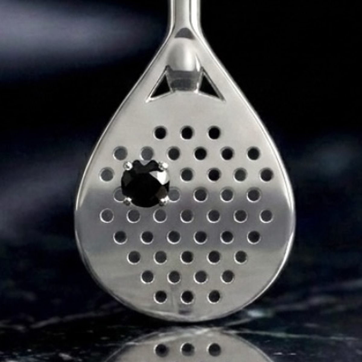The Ace - Black Spinel Padel Racquet Pendant Necklace