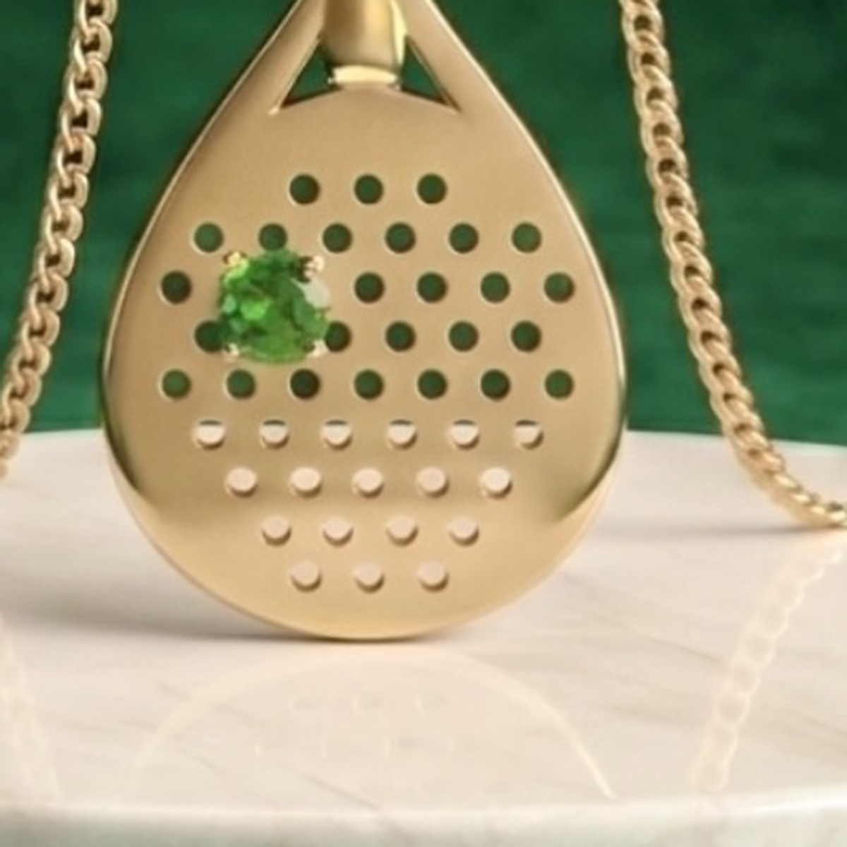 The Baseline - Emerald Padel Racquet Pendant Necklace