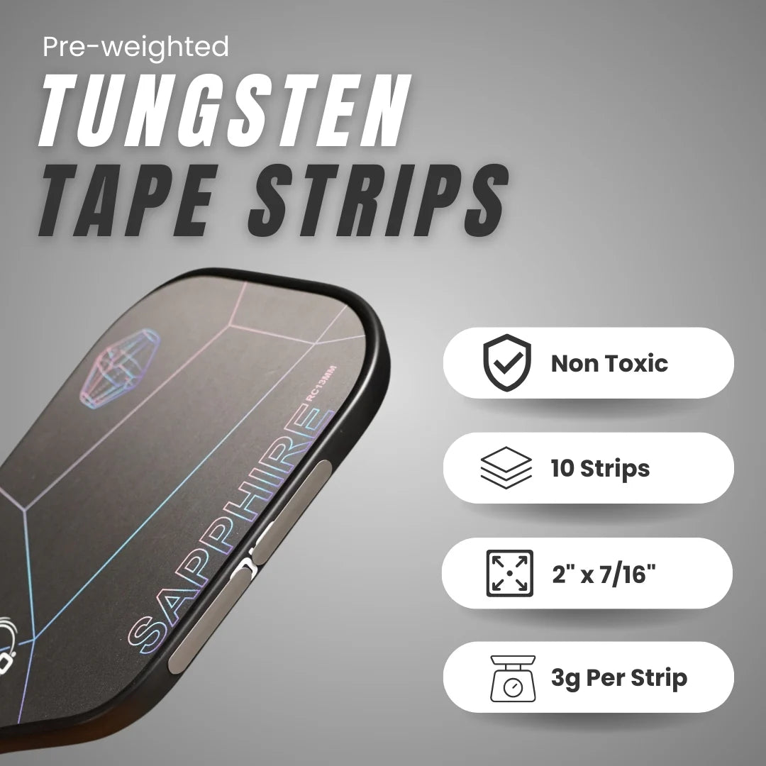 Tungsten Tape Strips | Ten 3 gram strips for Pickleball Paddle Customization | Toxic Free alternative to Lead Tape