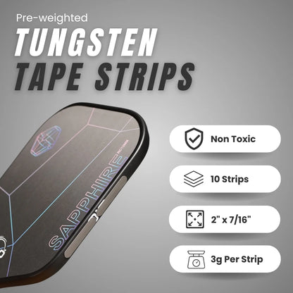 Tungsten Tape Strips | Ten 3 gram strips for Pickleball Paddle Customization | Toxic Free alternative to Lead Tape