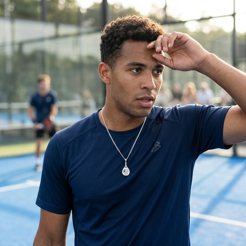 The Ace - Black Spinel Padel Racquet Pendant Necklace