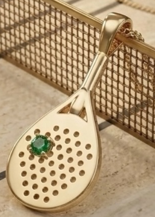 The Baseline - Emerald Padel Racquet Pendant Necklace
