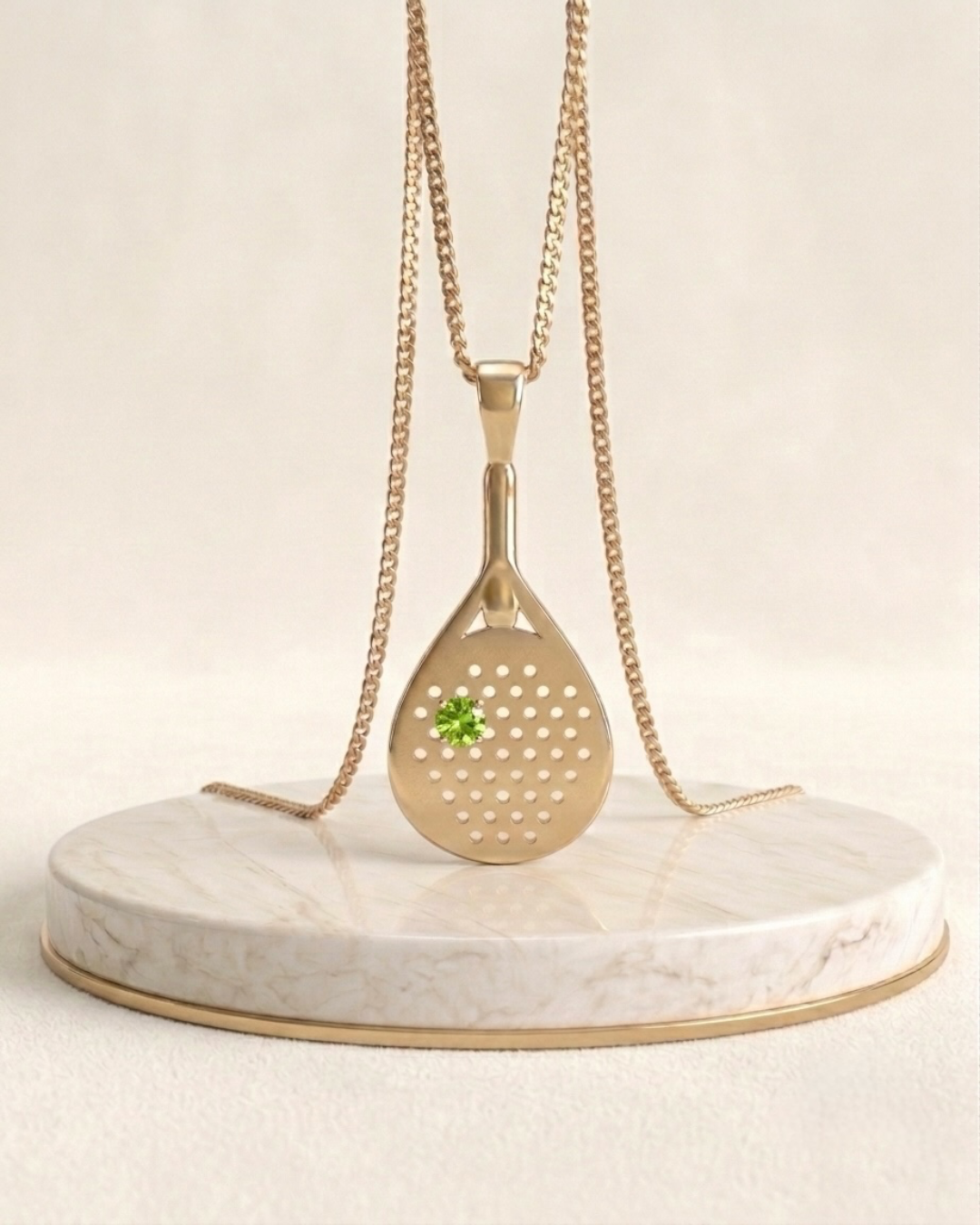 The Bandeja - Green Garnet Padel Racquet Pendant Necklace