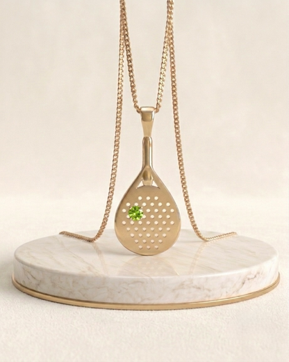 The Bandeja - Green Garnet Padel Racquet Pendant Necklace