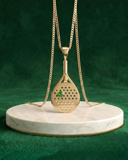 The Baseline - Emerald Padel Racquet Pendant Necklace