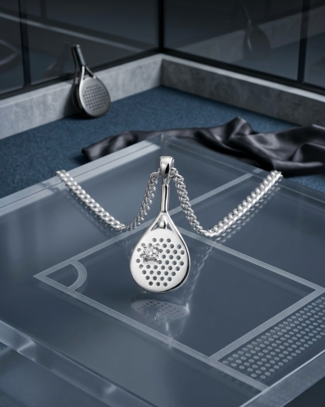 The Championship - Moissanite Padel Racquet Necklace