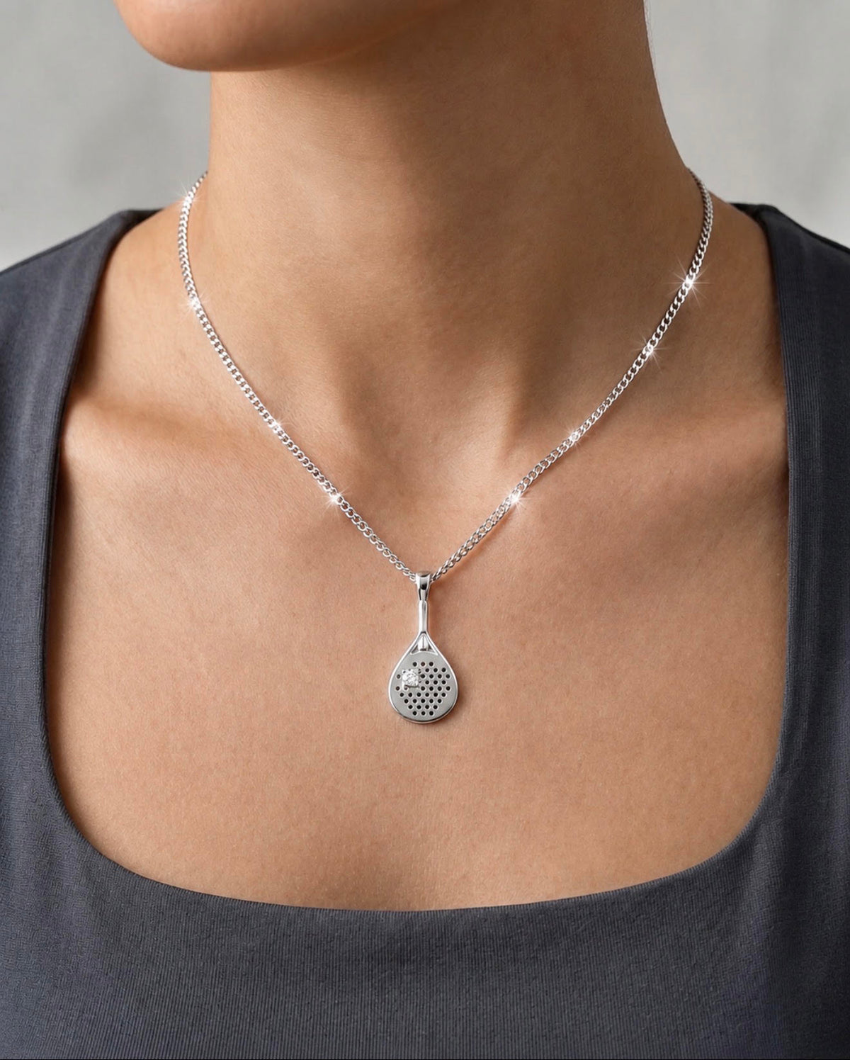 The Championship - Moissanite Padel Racquet Necklace