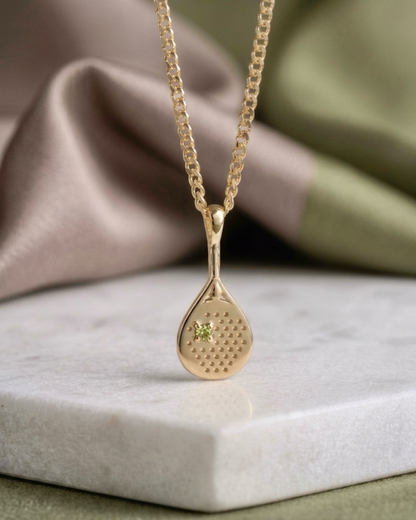 The Bandeja - Green Garnet Padel Racquet Pendant Necklace