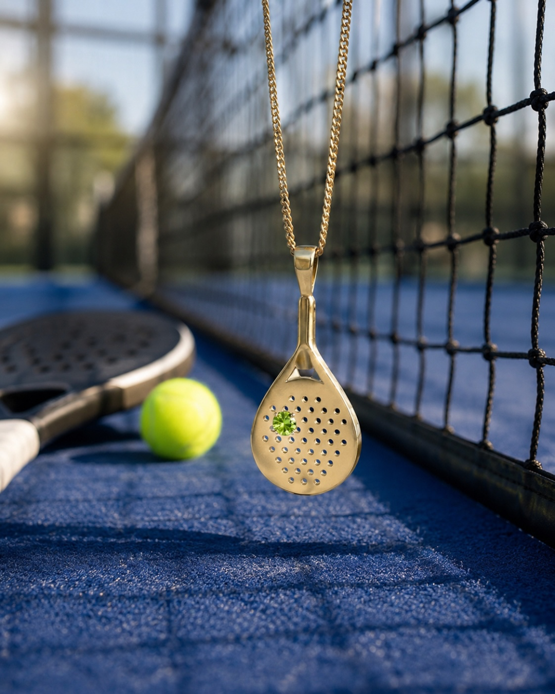 The Bandeja - Green Garnet Padel Racquet Pendant Necklace