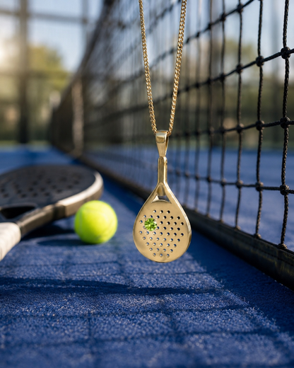 The Bandeja - Green Garnet Padel Racquet Pendant Necklace
