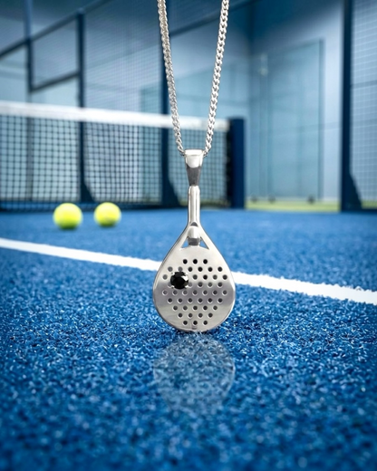 The Ace - Black Spinel Padel Racquet Pendant Necklace