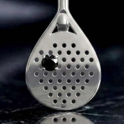 The Ace - Black Spinel Padel Racquet Pendant Necklace