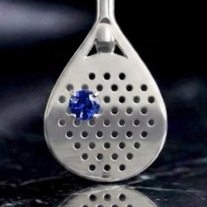 The Match Point - Blue Sapphire Padel Racquet Necklace